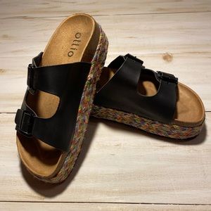 Ollio Black Slide Platform Sandal size 8.5